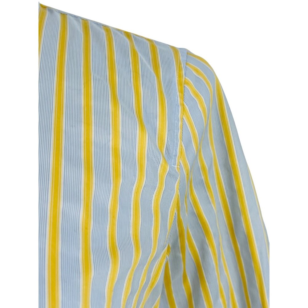 Vintage J.Crew Haberdashery Button-Up Blue & Yellow Striped Shirt - Picture 3 of 11